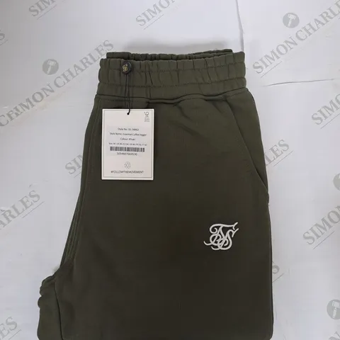 SIKSILK ESSENTIAL CUFFED JOGGER IN KHAKI GREEN SIZE M 