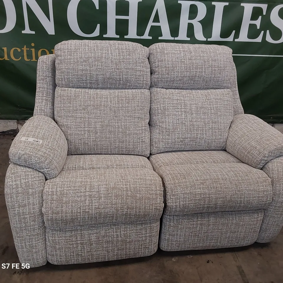 QUALITY BRITISH DESIGNER G PLAN KINGSBURY MANUAL RECLINING TWO SEATER SOFA SHORE OATMEAL FABRIC 