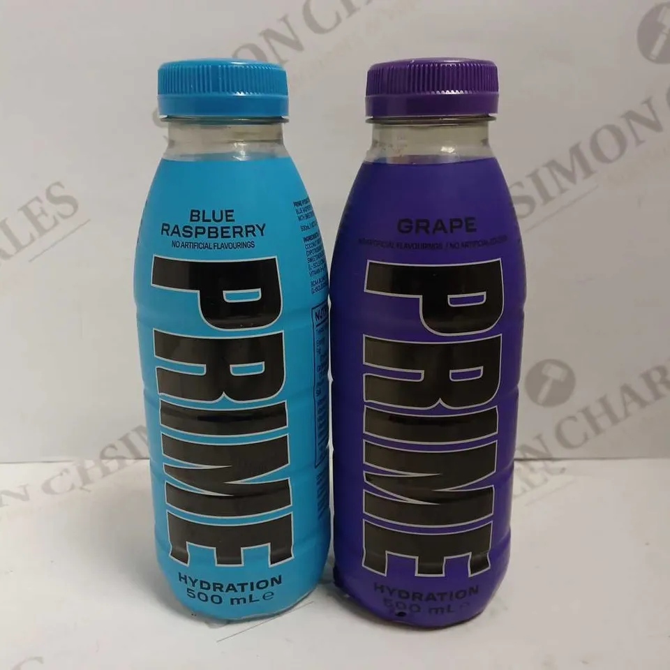 BOX OF 2 PRIME DRINKS - BLUE RASPBERRY AND GRAPE