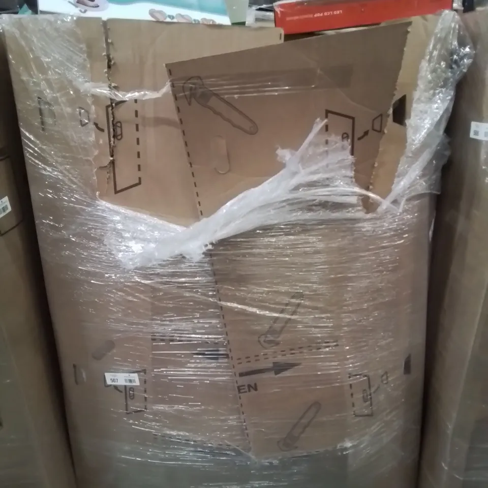 PALLET CONTAINING VARIOUS ASSORTED ITEMS TO INCLUDE: FOOT MASSAGER, FLAT TV WALL MOUNTED, HEATING PAD AND LOTS MORE BOXED ITEMS