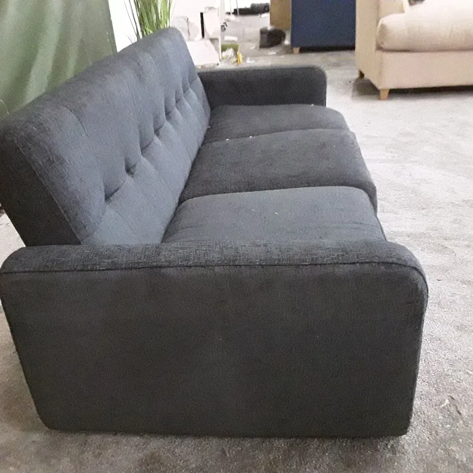 QUALITY DESIGNER OSLO 3 SEATER SOFA DARK GREY FABRIC