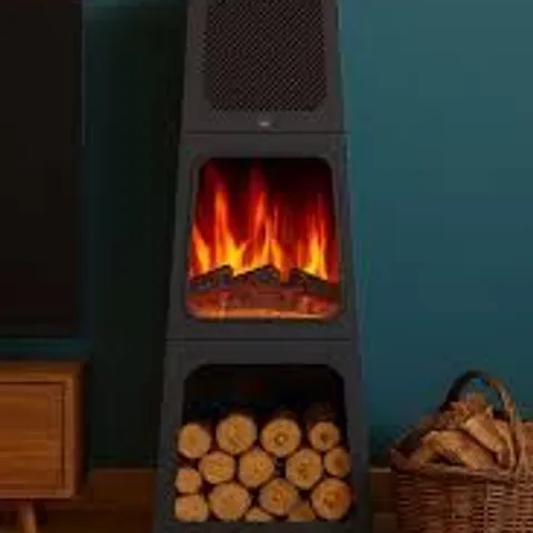 BOXED NEO MODERN TALL TRIANGLE PYRAMID FREE STANDING ELECTRIC FIREPLACE