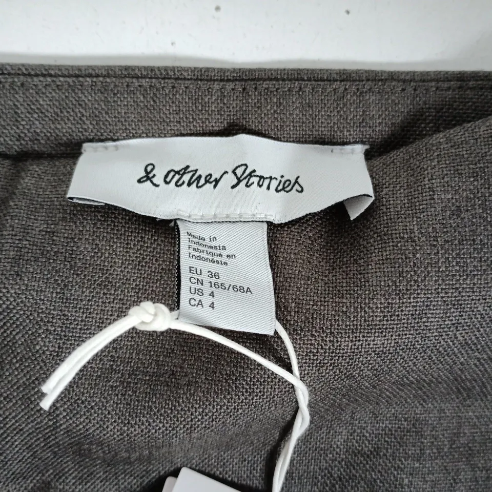 UK 8 (& OTHER STORIES) CHARCOAL WOOL-BLEND MINI SKIRT