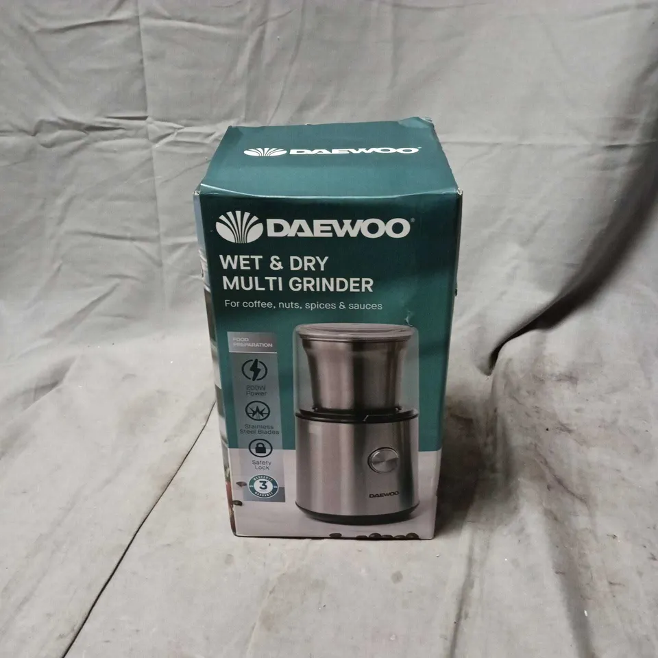 DAEWOO WET & DRY MULTI GRINDER – BOXED, STAINLESS STEEL BOWL