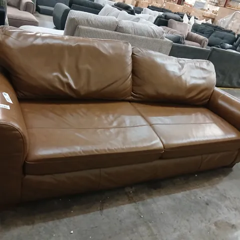 DESIGNER BROWN FAUX LEATHER THREE SEATER SOFA