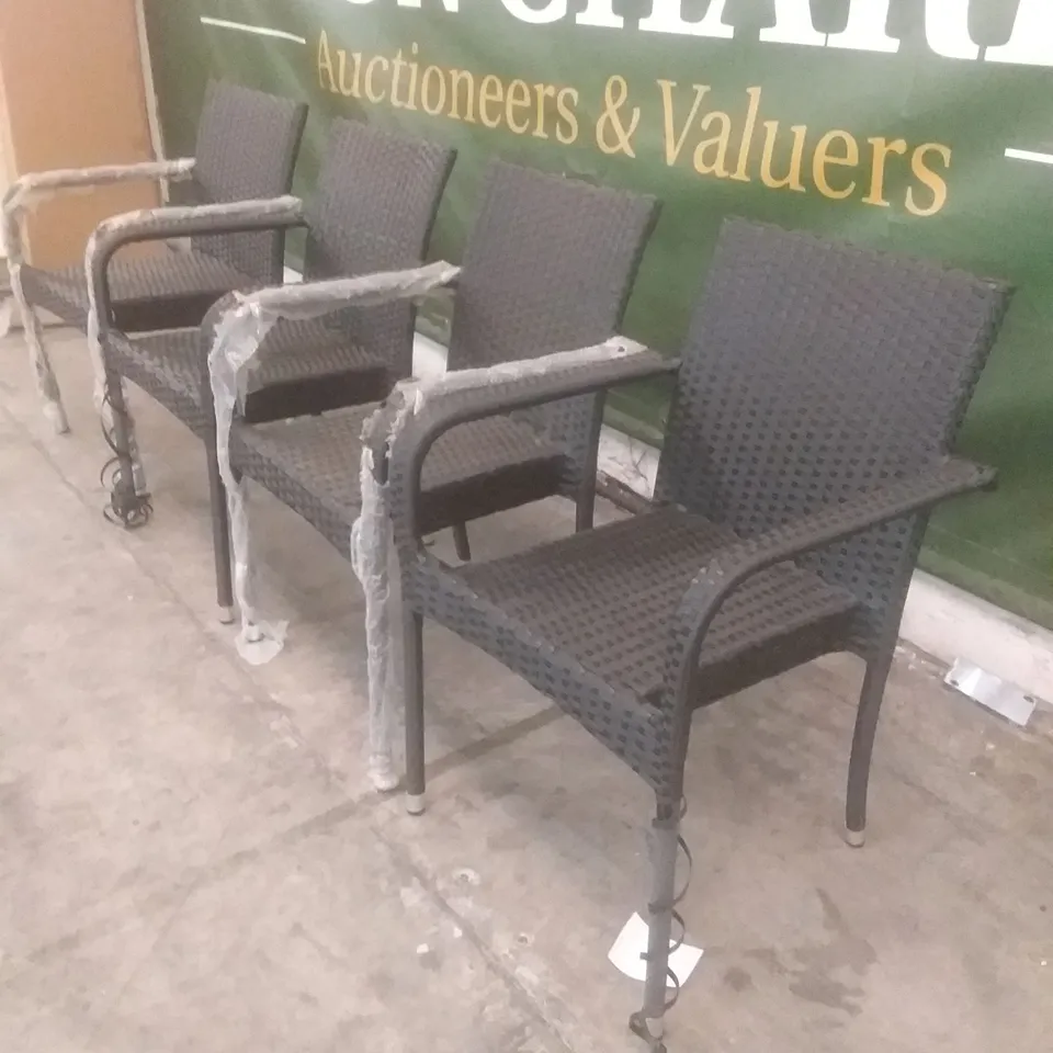 X4 RATTAN EFFECT GARDEN CHAIRS BLACK