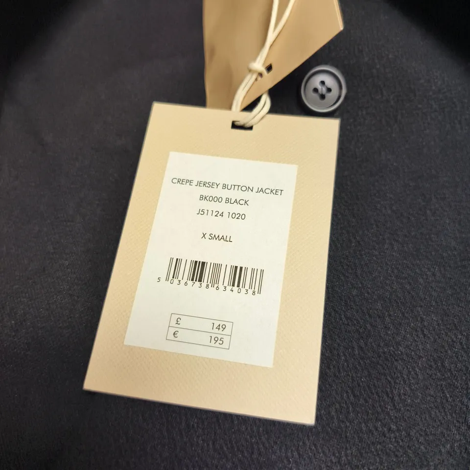 JIGSAW CREPE JERSEY BUTTON JACKET – BLACK, WOMEN’S XS (UK) UK XS