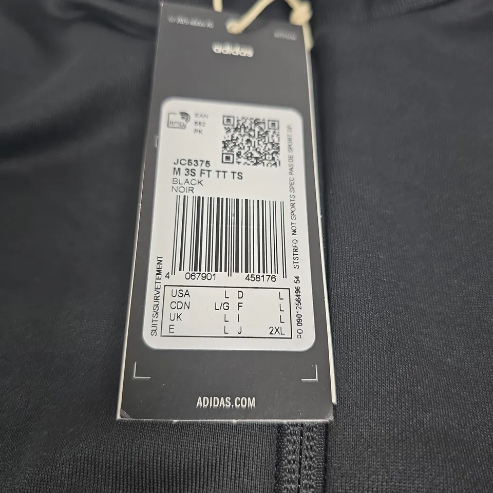 ADIDAS LARGE BLACK ZIP UP TOP TAGGED