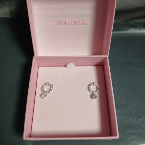 SWAROVSKI EARRINGS - CRYSTAL CIRCLE DROP IN PINK BOX