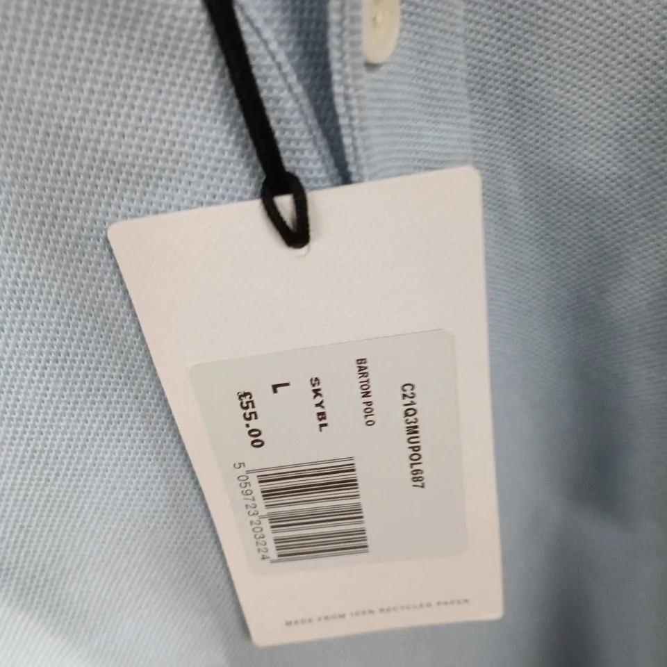 PRETTY GREEN LIGHT BLUE POLO SHIRT – SIZE L (UK LARGE)