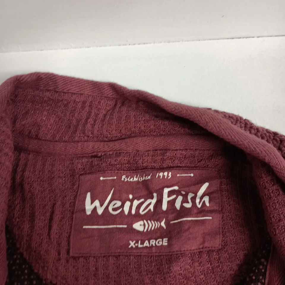 WEIRD FISH ZIP CARDIGAN – BURGUNDY – UK XL (X-LARGE)