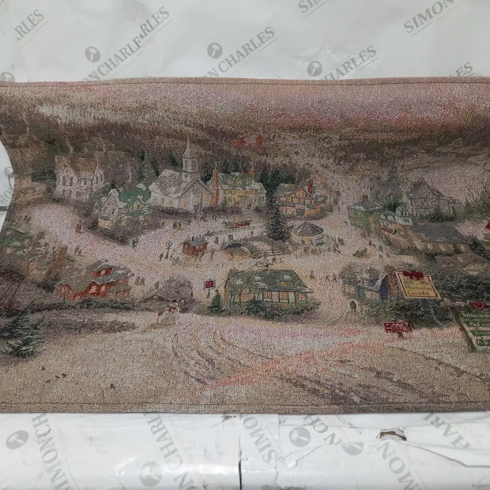 SNOWTIME ST. NICHOLAS CIRCLE FIBRE OPTIC HANGING WALL TAPESTRY - 92cm x 66cm COLLECTION ONLY
