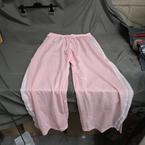 PINK TRACK PANTS WITH WHITE SIDE STRIPES – WOMEN'S CASUAL TROUSERS