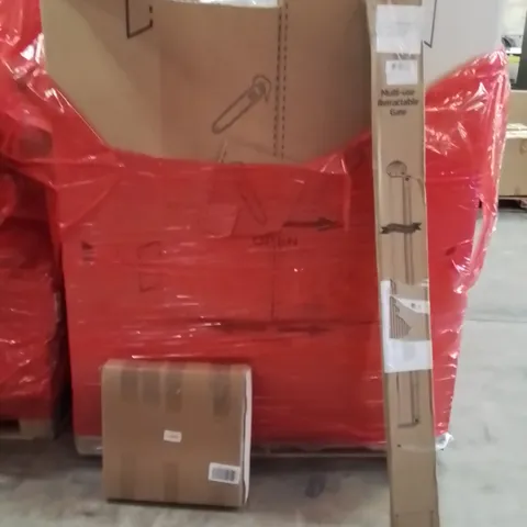 PALLET OF ASSORTED HOUSEHOLD GOODS AND PRODUCTS TO INCLUDE;RETRACTABLE SAFETY GATE,PICTURE FRAMES,MATTRESS 