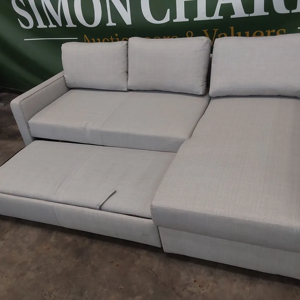 DESIGNER CHAISE SOFA WITH PULL OUT BED GREY FABRIC