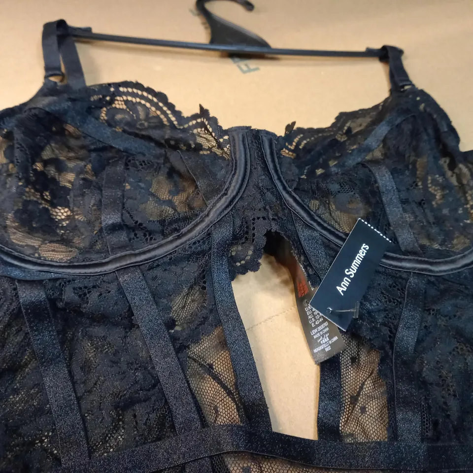 ANN SUMMERS BLACK LACE SWEETHEART BABYDOLL OUTFIT - SIZE 16/18