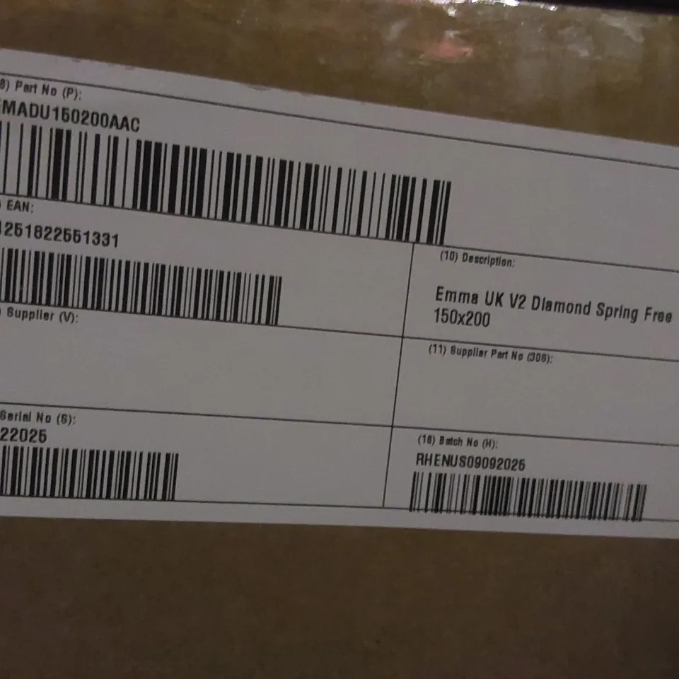 BRAND NEW BOXED EMMA UK V2 DIAMOND SPRING FREE 150 x 200CM KING SIZE MATTRESS