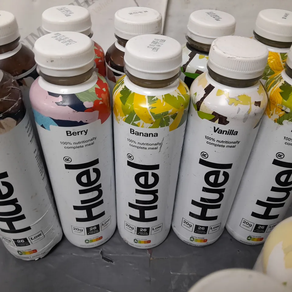 LOT OF 15 ASSORTED 500ML BOTTLES OF HUEL - VARIOUS FLAVOURS