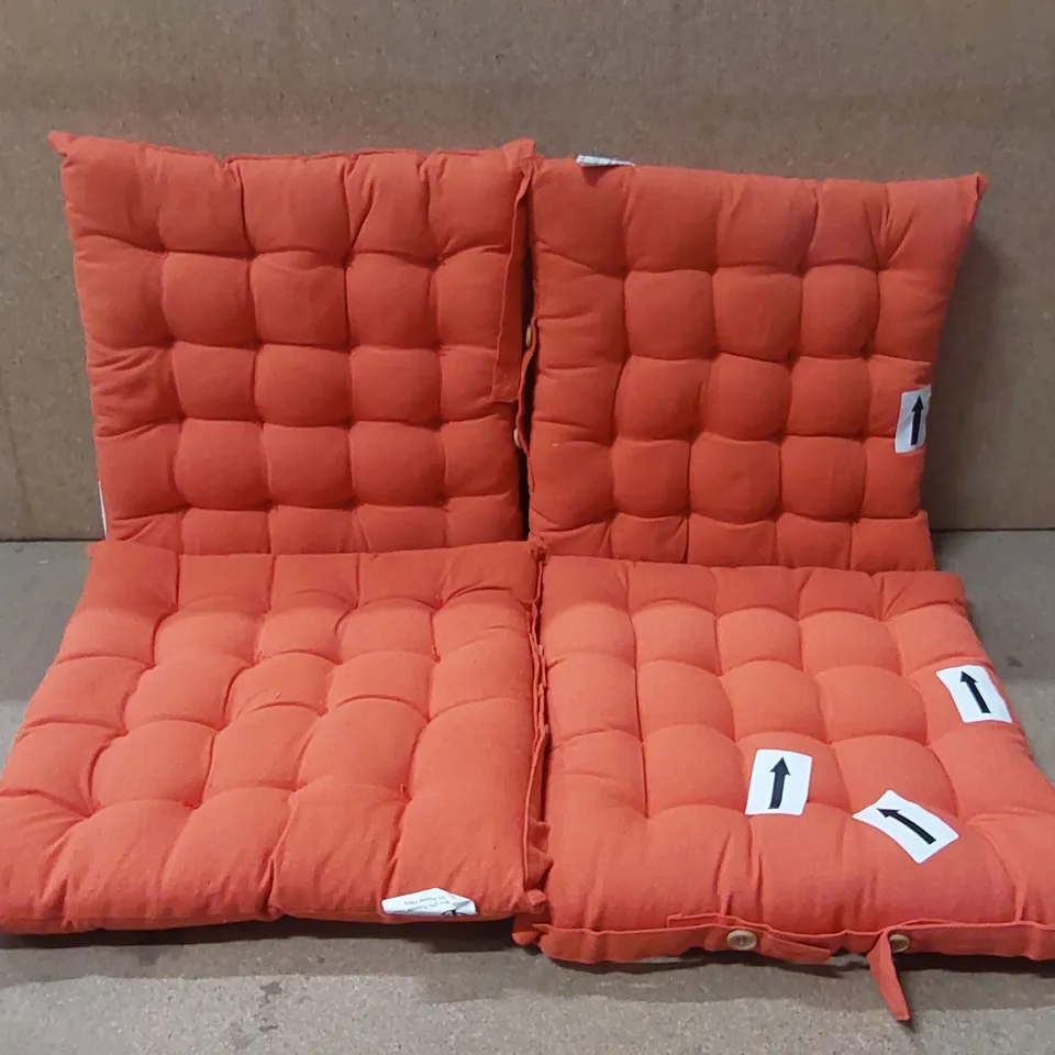 BAGGED SET OF 4 ORANGE CHAIR PAD CUSHIONS