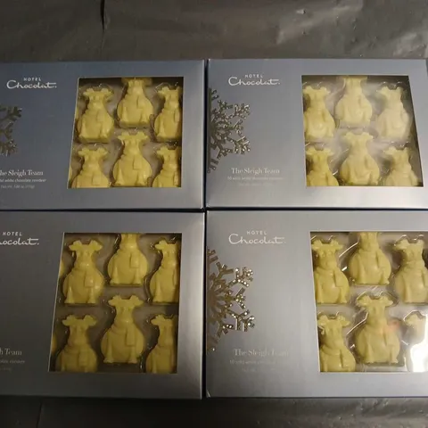 LOT OF 4 HOTEL CHOCOLAT THE SLEIGH TEAM WHITE CHOCOLATE BOXES