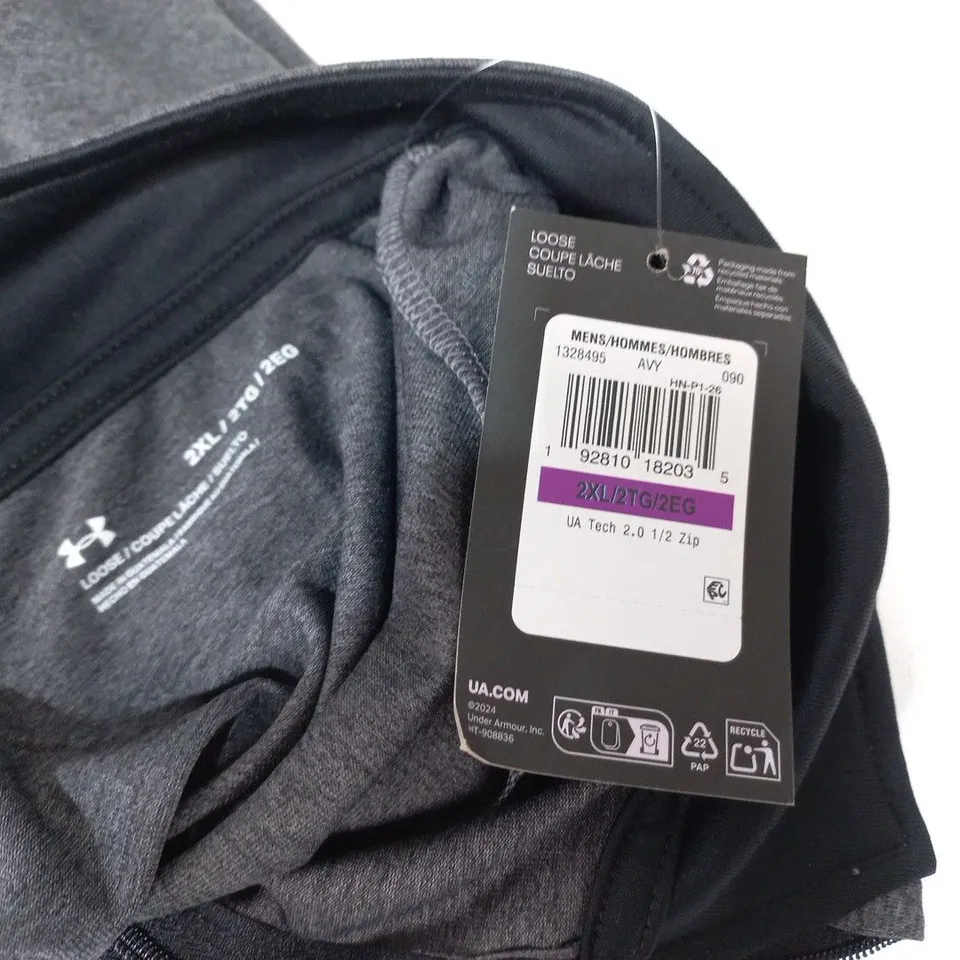 UNDER ARMOR LOOSE MENS HALF ZIP TOP IN GREY - 2XL