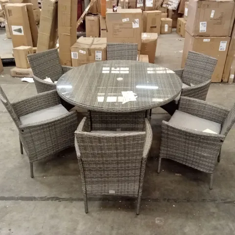 DUBOSE 6 - PERSON WICKER PATIO DINING SET WITH ROUND TABLE