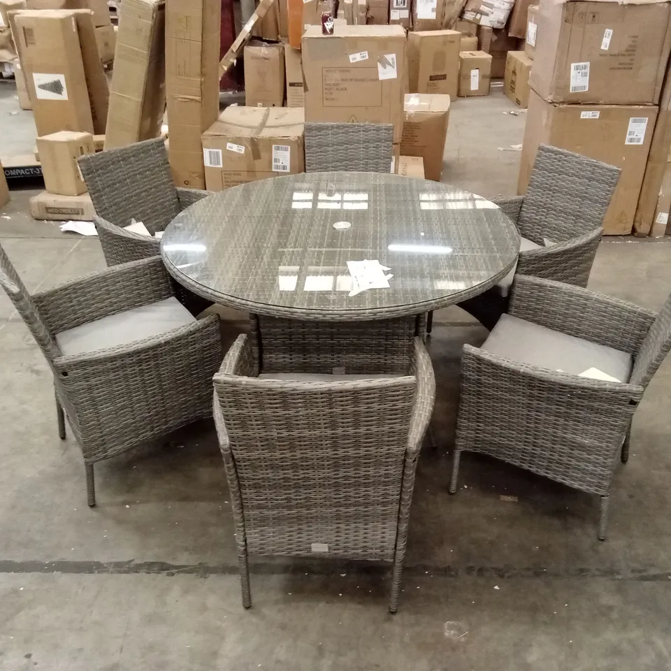DUBOSE 6 - PERSON WICKER PATIO DINING SET WITH ROUND TABLE RRP £679.99