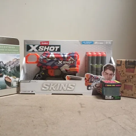 BOX OF APPROXIMATELY 30 ASSORTED TOYS AND GAMES TO INCLUDE X-SHOT, ETC