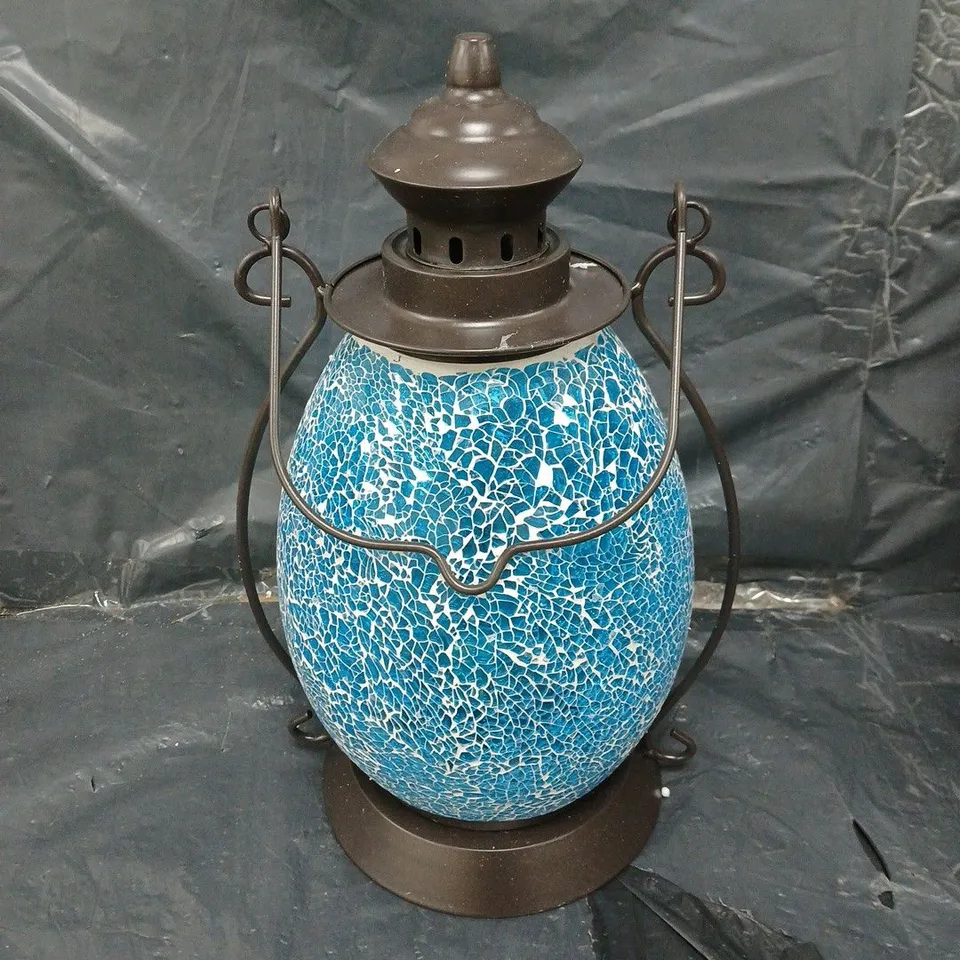 BOXED GARDEN REFLECTION MOSAIC LANTERN - BLUE 