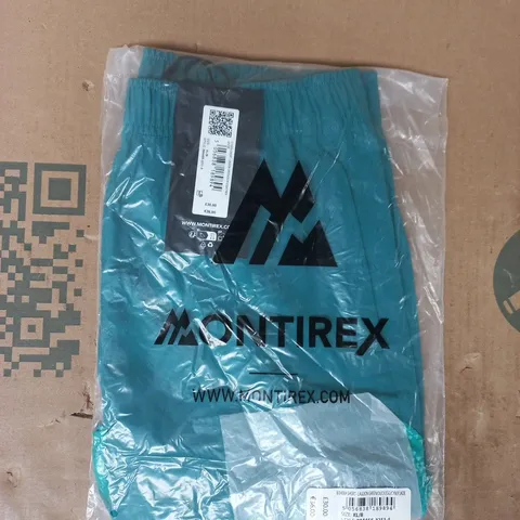 BAGGED MONTIREX B THERA SHORTS IN LAGOON GREEN/DUCK EGG/CYBER JADE SIZE UK XL/B