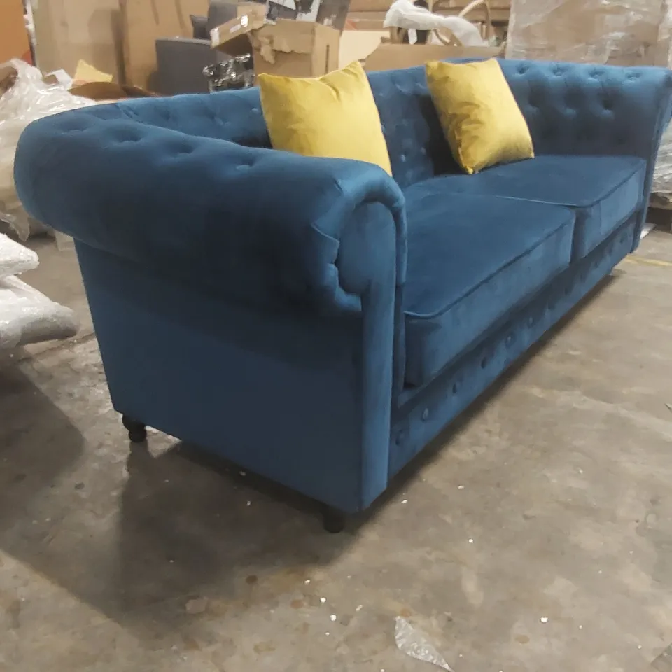 QUALITY DESIGNER FRANCES 3 SEATER CHESTERFIELD SOFA VELVET