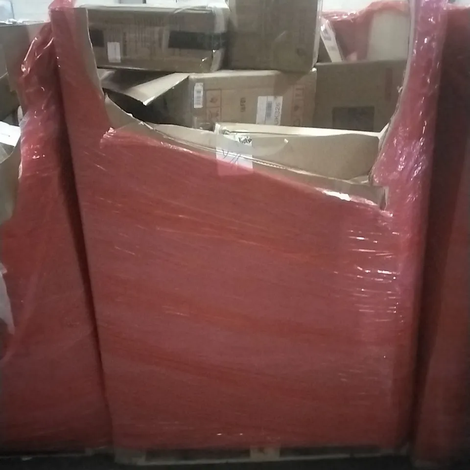 PALLET OF ASSORTED HOUSEHOLD GOODS AND PRODUCTS TO INCLUDE; LED MONITOR, ROWING MACHINE, AIR COOLER, BOXED FURNITURE ETC