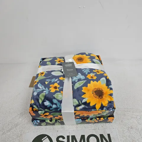 COZEE HOME THROW – SUNFLOWER FLORAL BLANKET, 152CM X 203CM