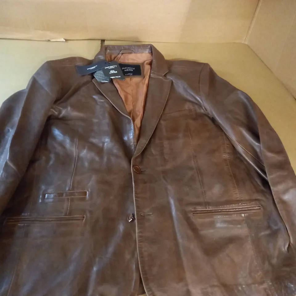 INFINITY MENS CHESTNUT REAL LEATHER JACKET - XXL