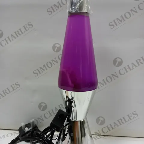 SCHYLLING LAVA LAMP - METALLIC PINK/PURPLE WITH CHROME EFFECT BASE