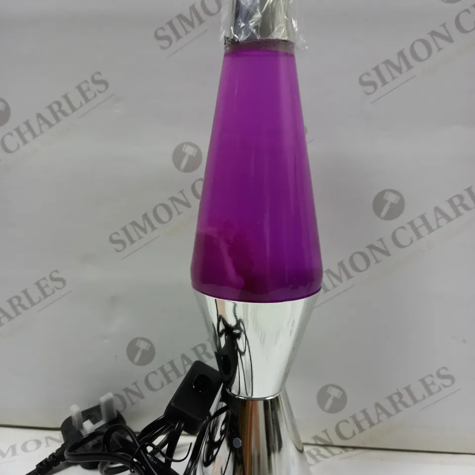 SCHYLLING LAVA LAMP - METALLIC PINK/PURPLE WITH CHROME EFFECT BASE
