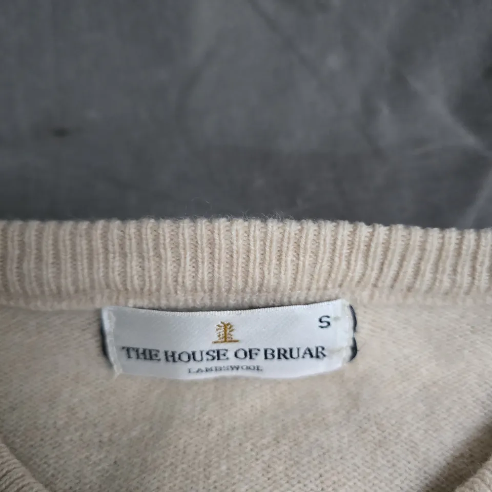 THE HOUSE OF BRUAR LAMBSWOOL JUMPER – BEIGE – UK SIZE S
