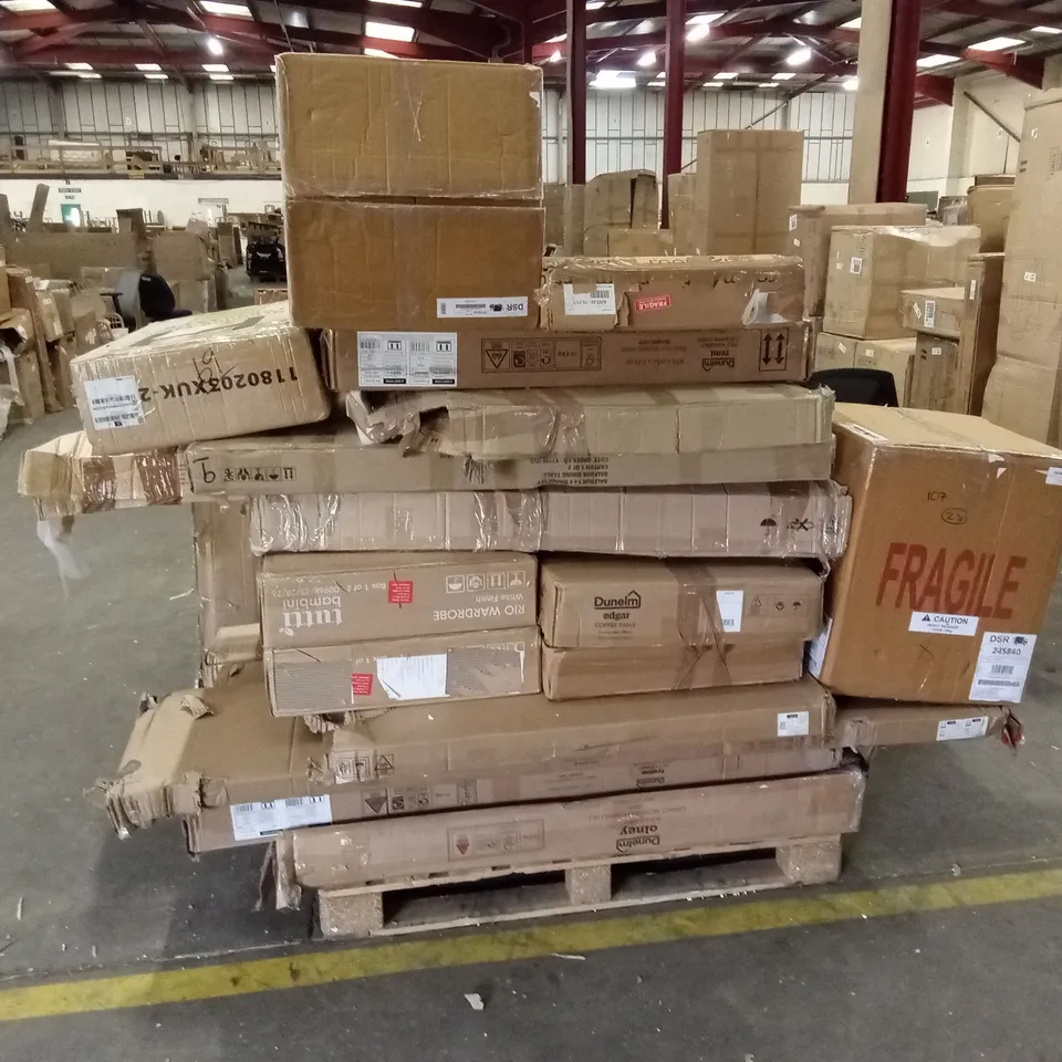 PALLET OF ASSORTED INCOMPLETE DESIGNER FURNITURE PARTS AND PIECES