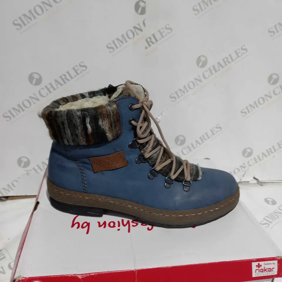 RIEKER LIGHT BLUE LACE UP ANKLE BOOTS - SIZE 7.5