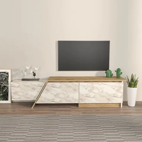 BOXED LARGE TV UNIT - VINTAGE OAK IMITATION