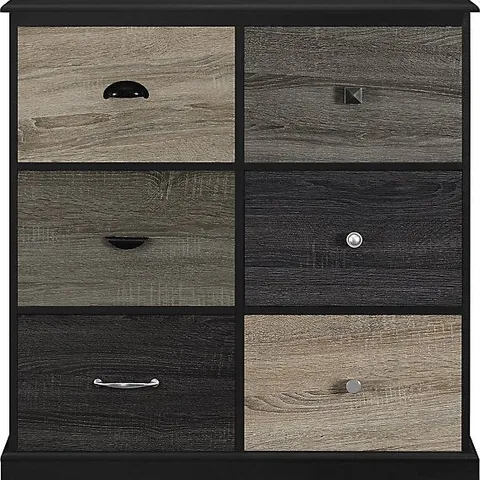 BOXED MERCER CABINET WITH 6 DRAWERS MULTICOLOUR / BLACK (1 BOX)
