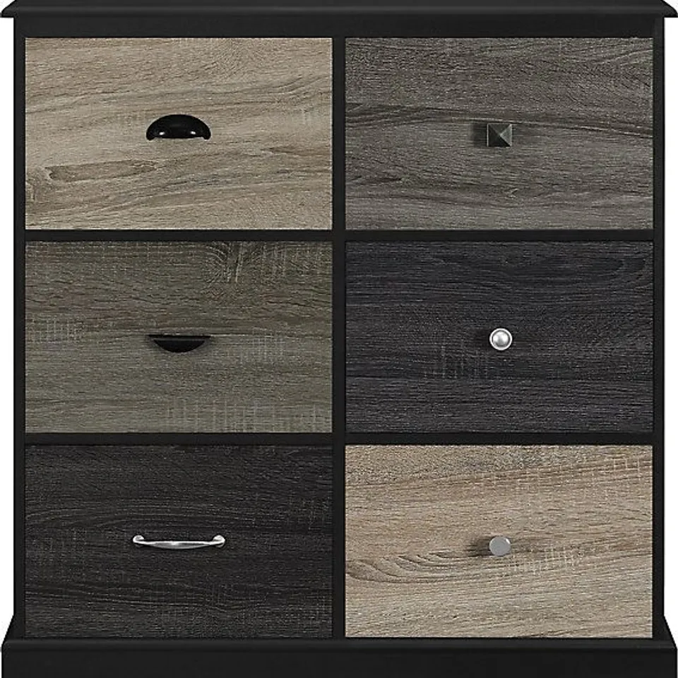 BOXED MERCER CABINET WITH 6 DRAWERS MULTICOLOUR / BLACK (1 BOX)