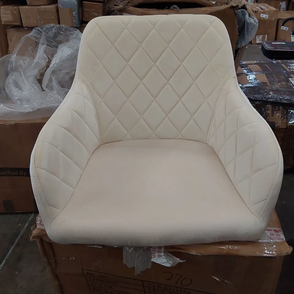 BOXED SET OF 2 CLIPOP CLARA CREAM VELVET CHAIRS // ONLY 1 SET OF CHAIR LEGS (1 BOX)