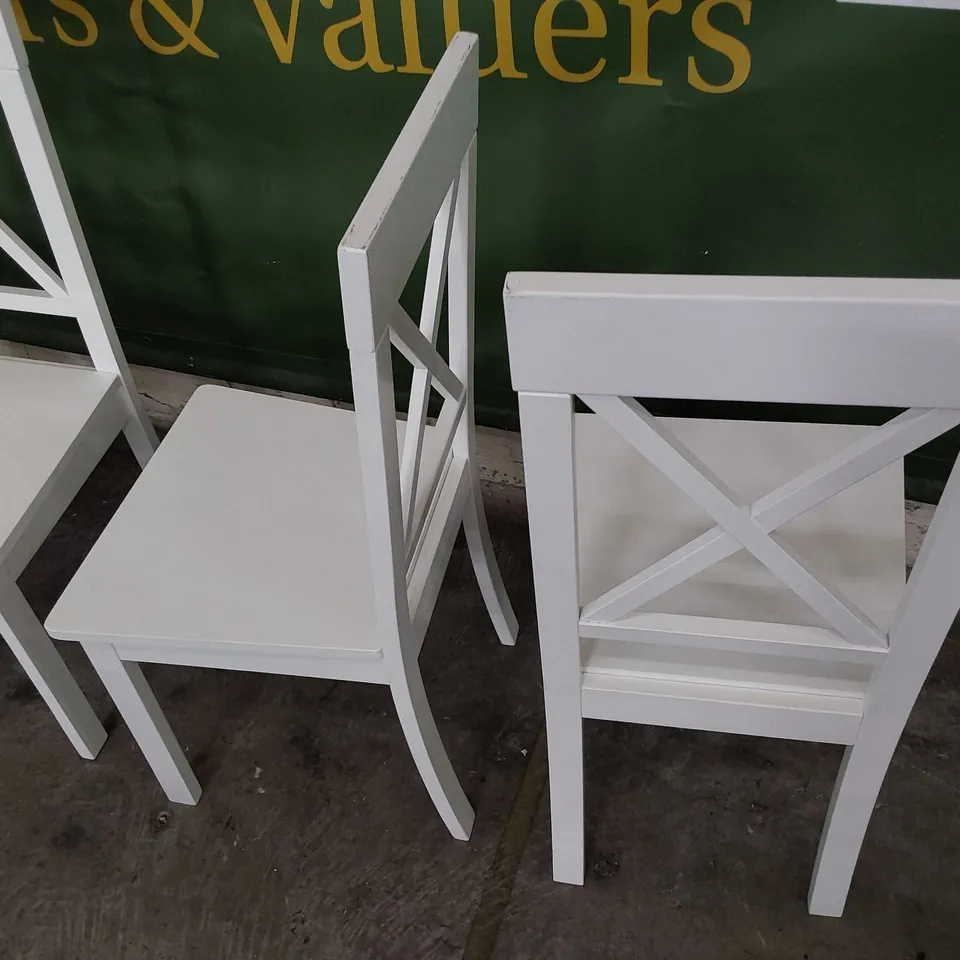 SET OF FOUR WHITE PAINTED WOODEN X BACK DINING CHAIRS 