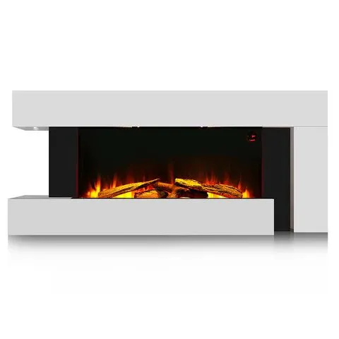 BOXED LIVING AND HOME SURROUND SET ELECTRIC FIREPLACE WITH LEFT NIGHT LIGHT AND REMOTE 52 INCH - WHITE/GREY (1 BOX)