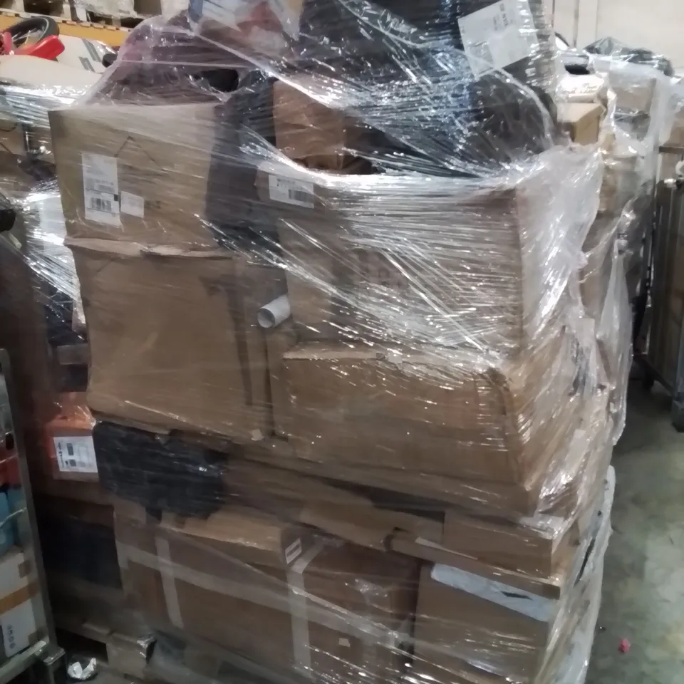 PALLET CONTAINING VARIOUS ASSORTED ITEMS TO INCLUDE, HIGH HEELED SHOES, VILEDA BUCKET SET, CAMPING COOKING SET, AND LOTS MORE UNMARKED BOXED ITEMS 