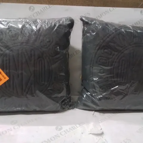 BRAND NEW SEALED SET OF 2 CIRCLE LOGO CUSHIONS COLOUR CHARCOAL 