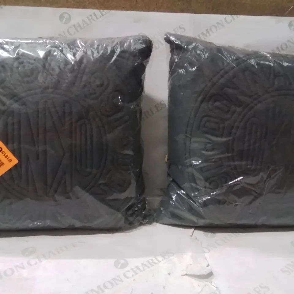 BRAND NEW SEALED SET OF 2 CIRCLE LOGO CUSHIONS COLOUR CHARCOAL 