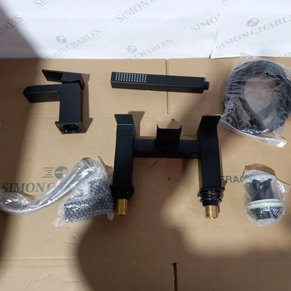 DESIGNER BLACK FINISH BATH TAP AND SHOWER SET