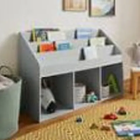 BOXED KID'S CASEY WIDE STORAGE BOOKCASE - GREY (1 BOX)